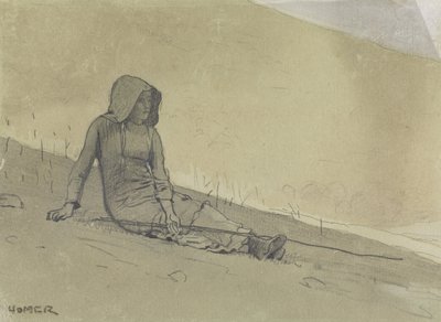 Girl Seated on a Hillside by Winslow Homer